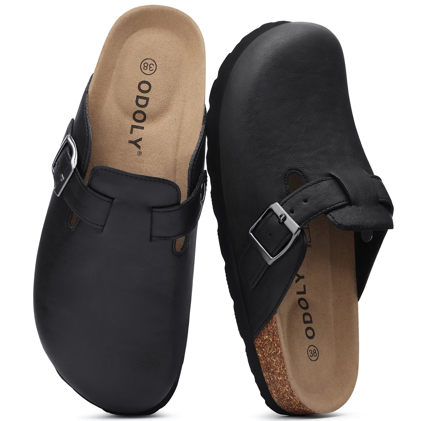Comwarm Vegan Leather Clogs for Womens Mens, Cork Footbed Potato Slip On Shoes for Women with Arch Support
