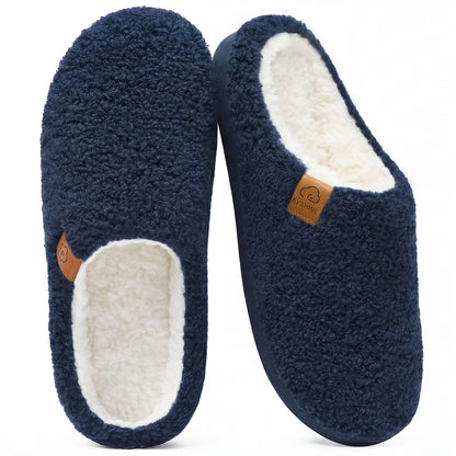 Evshine Memory Foam Fuzzy Slippers for Women Curly Fleece House Shoes Cozy Warm Indoor Slip on