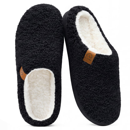 Evshine Memory Foam Fuzzy Slippers for Women Curly Fleece House Shoes Cozy Warm Indoor Slip on