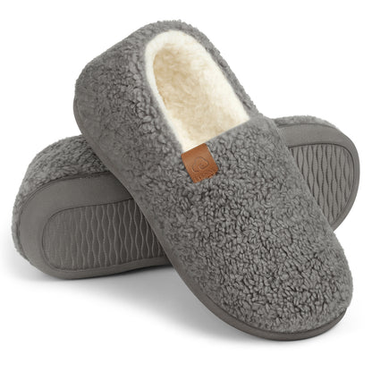 Litfun Women's Memory Foam Slippers for Women Soft Curly Comfy House Shoes Loafer Slippers with Fleece Lining