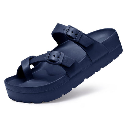 Goosecret Women's Platform Sandals with Arch Support Comfortable Foam Slides Summer Beach Sandals with Adjustable Buckle