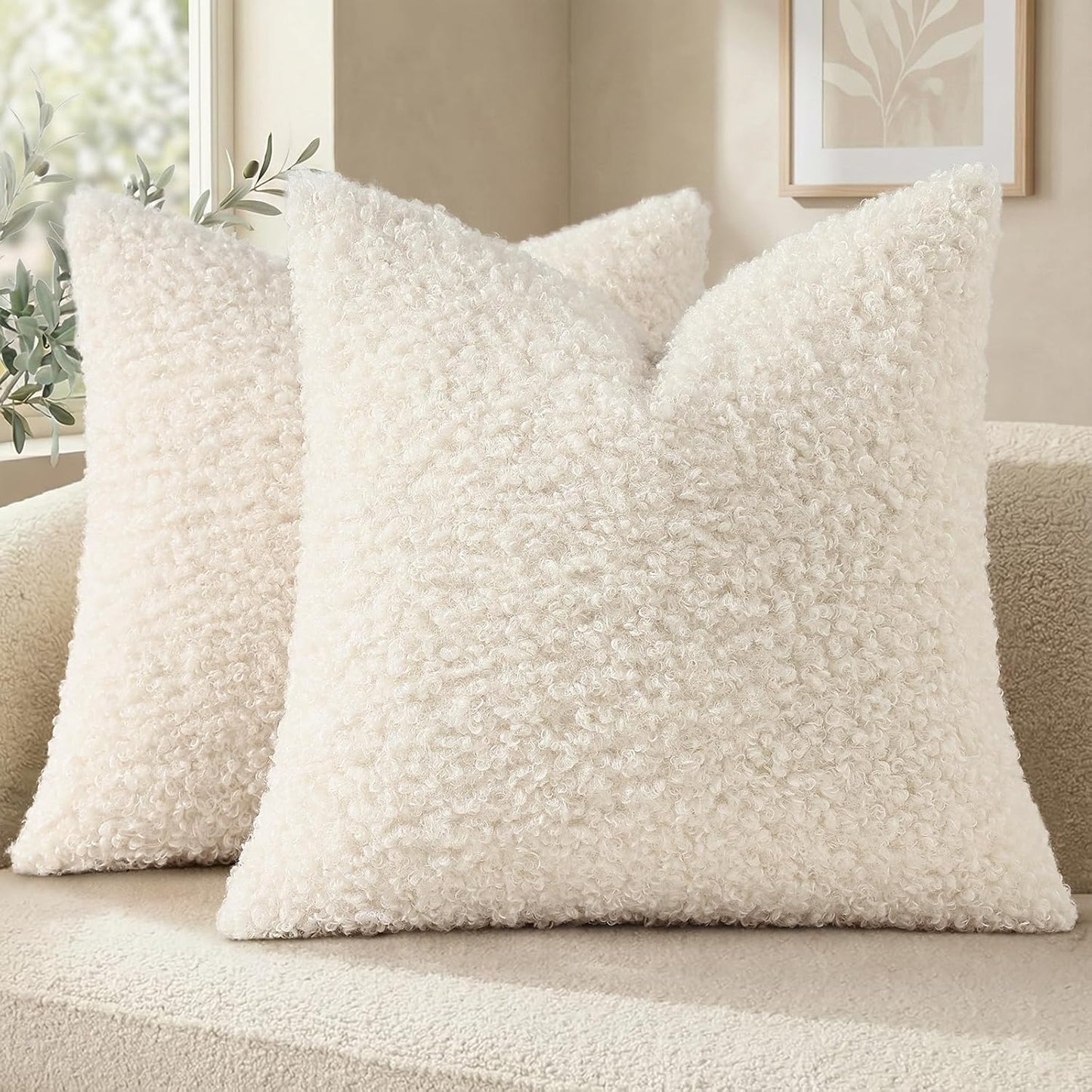 decorUhome 2 Pack Faux Fur Decorative Sherpa Throw Pillow Covers
