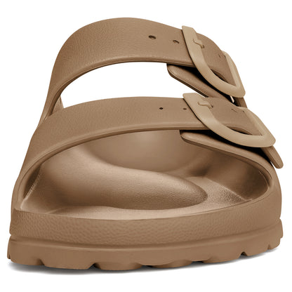 shevalues Women's Comfort Sandals with Medium Arch Support Double Buckle Adjustable EVA Slides for Summer Beach