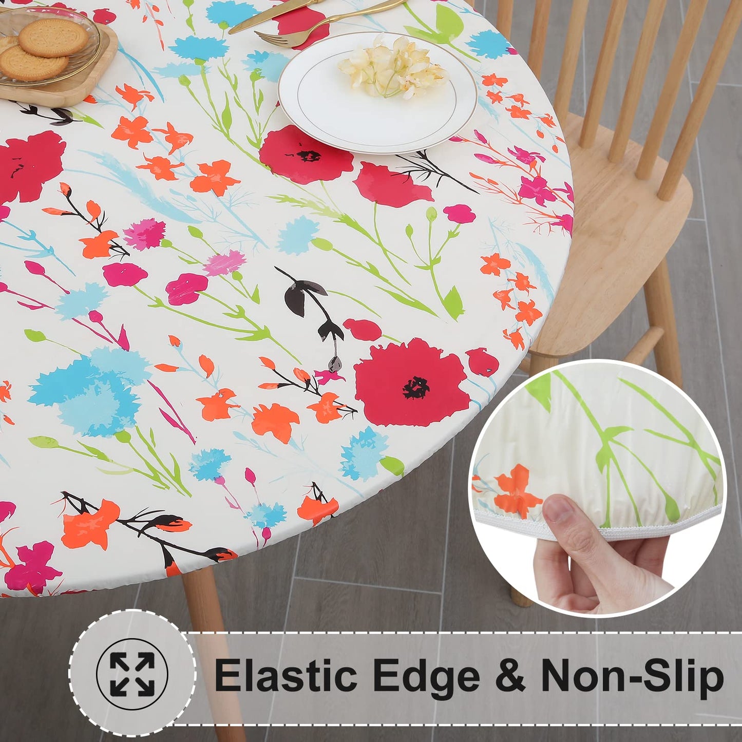 decorUhome Round Waterproof Fitted Tablecloth
