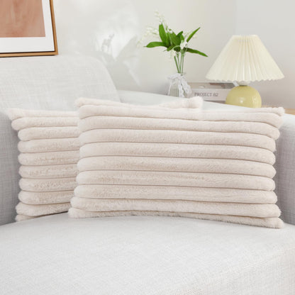 decorUhome Pack of 2 Faux Fur Plush Throw Pillow Covers