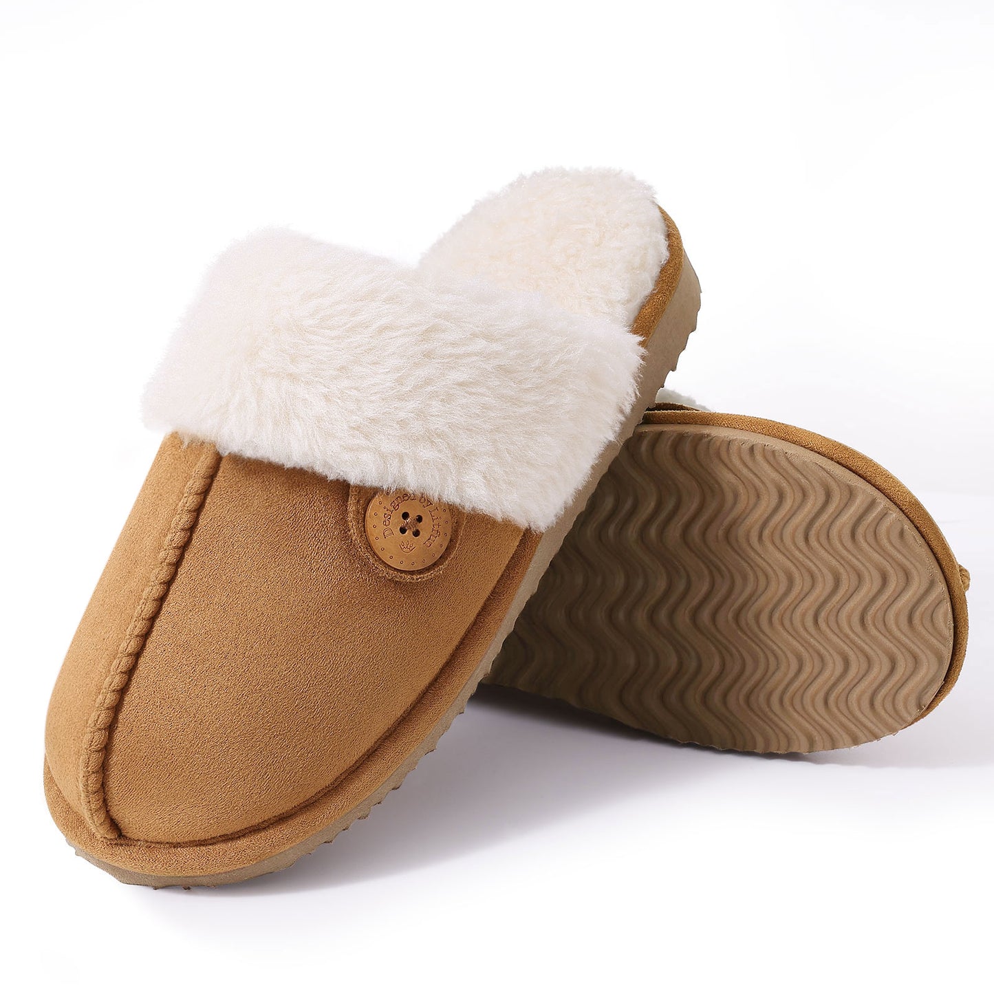 Smile Popcorn Women's Fuzzy Slippers Memory Foam House Slippers for Women Warm Winter House Shoes