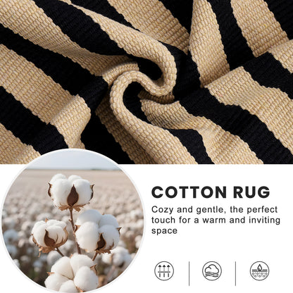 Buganda Beige and Black Striped Area Rug