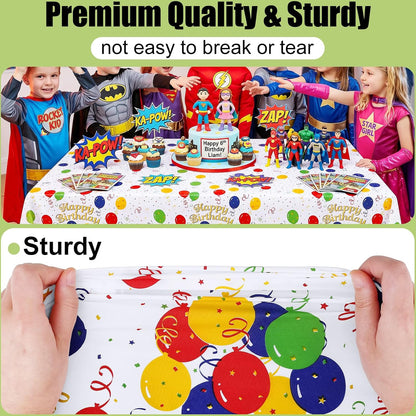 decorUhome Disposable Halloween Tablecloth - 6 Pack, Colorful Balloons