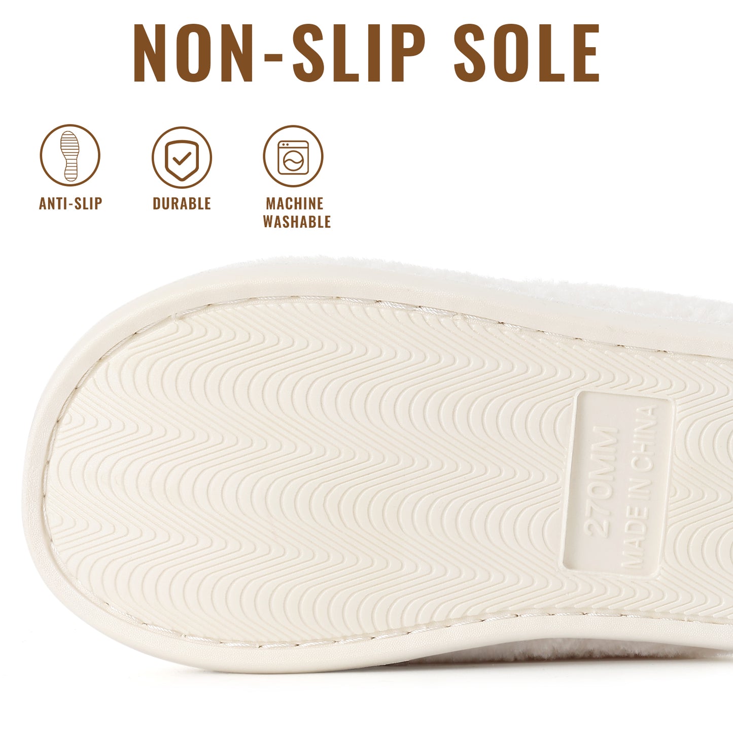 Comwarm Fuzzy Slippers for Women, Cozy Warm Winter Memory Foam Slip On House Shoes for Indoor and Outdoor, Light Brown
