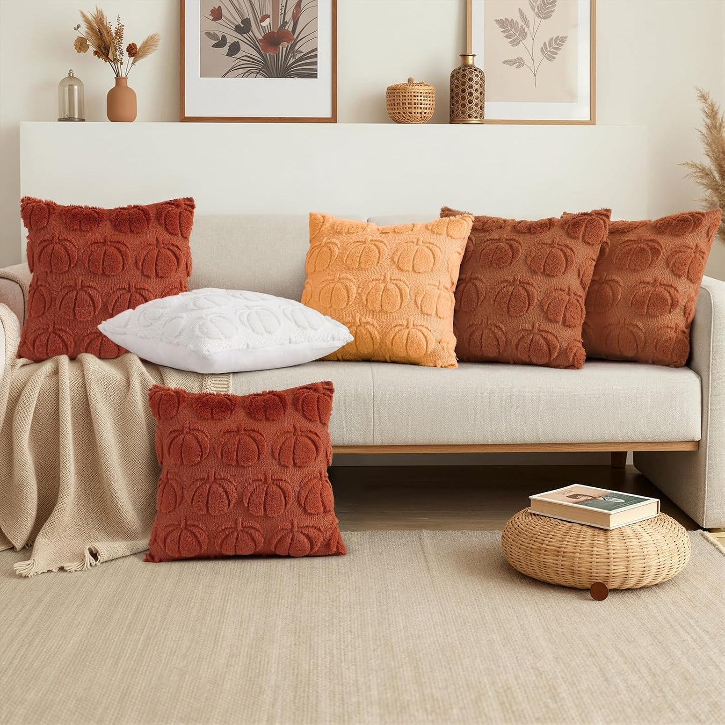 decorUhome Pumpkin Throw Pillow Covers 18x18 Pack of 2