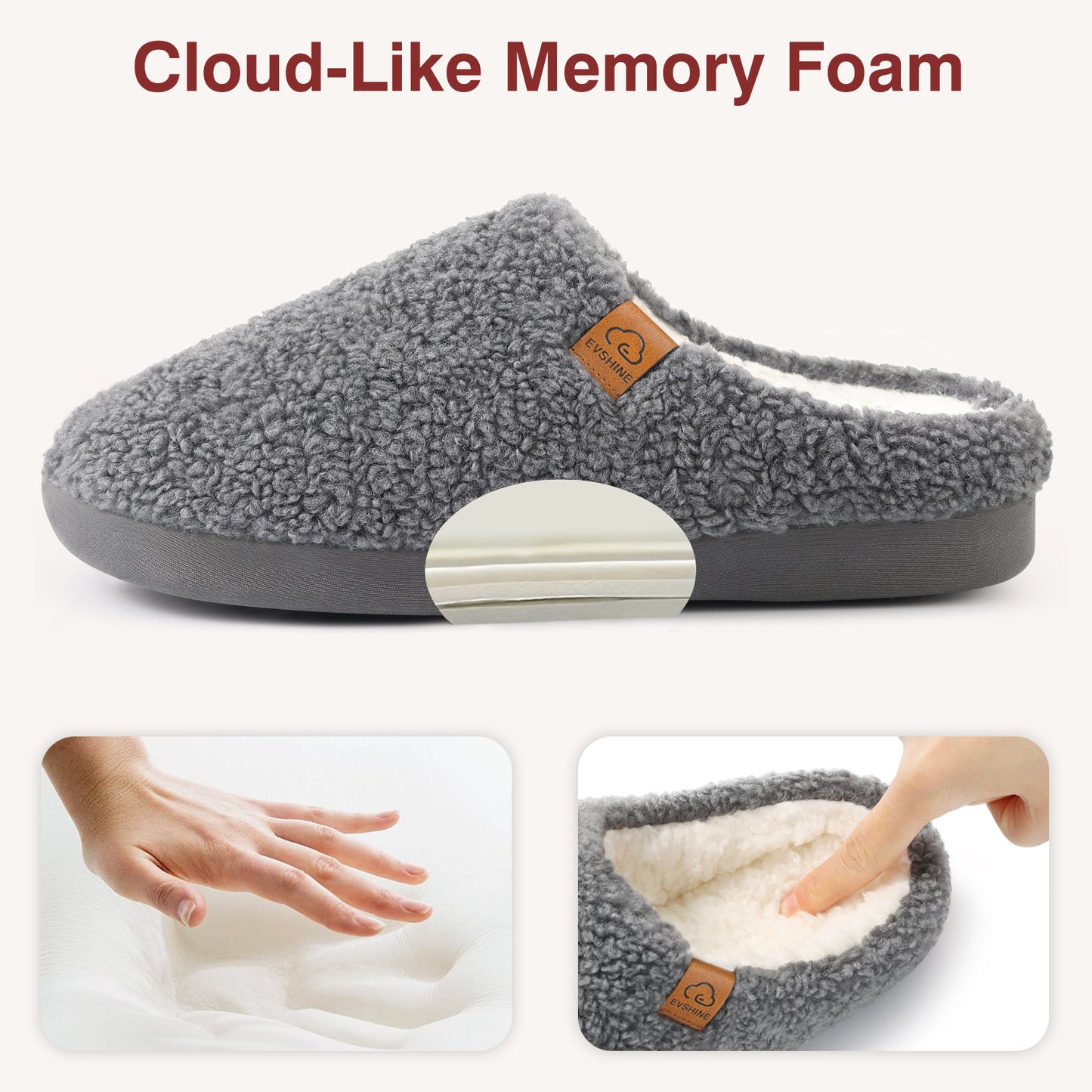 Litfun Memory Foam Fuzzy Slippers for Women Curly Fleece House Shoes Cozy Warm Indoor Slippers