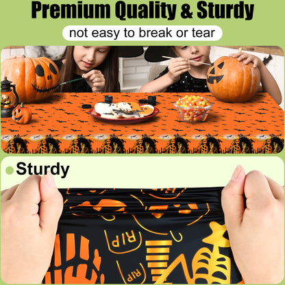 decorUhome Disposable Halloween Tablecloth - 6 Pack, Pumpkin Bat