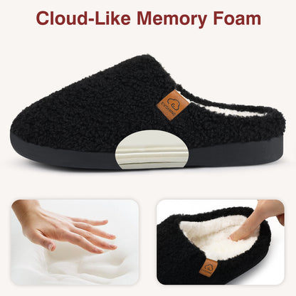 Evshine Memory Foam Fuzzy Slippers for Women Curly Fleece House Shoes Cozy Warm Indoor Slip on