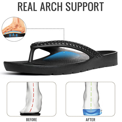 KIDMI Arch Support Flip Flops for Womens Comfortable Orthopedic Sandals for Plantar Fasciitis Beach Thong Slides