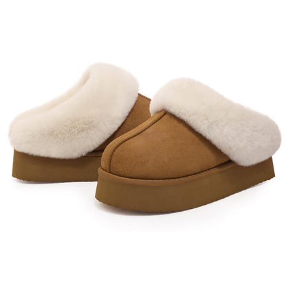 Comwarm Fuzzy Platform Slippers for Women Comfy Winter House Shoes with Memory Foam Indoor Outdoor