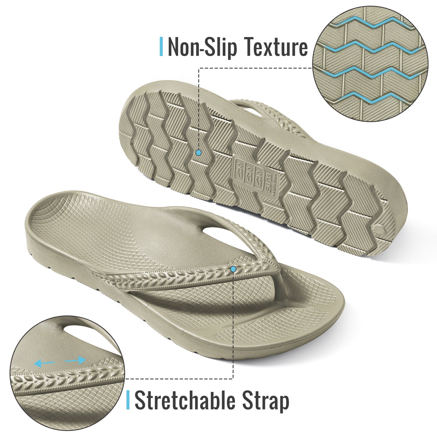 KIDMI Arch Support Flip Flops for Womens Comfortable Orthopedic Sandals for Plantar Fasciitis Beach Thong Slides
