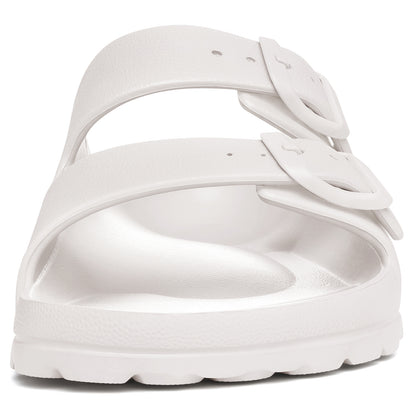 shevalues Women's Comfort Sandals with Medium Arch Support Double Buckle Adjustable EVA Slides for Summer Beach