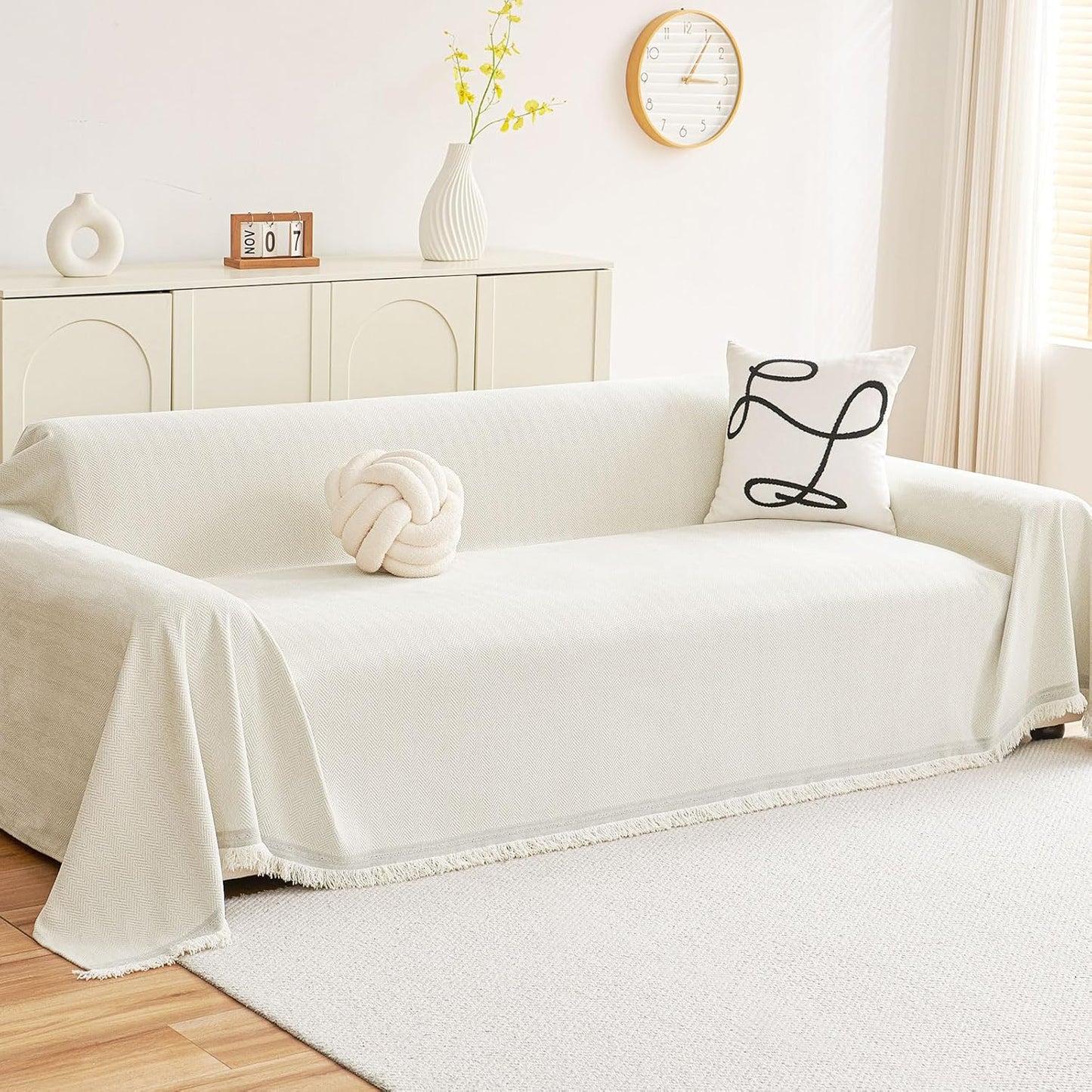 decorUhome Sofa cover for 3-Cushion Couch