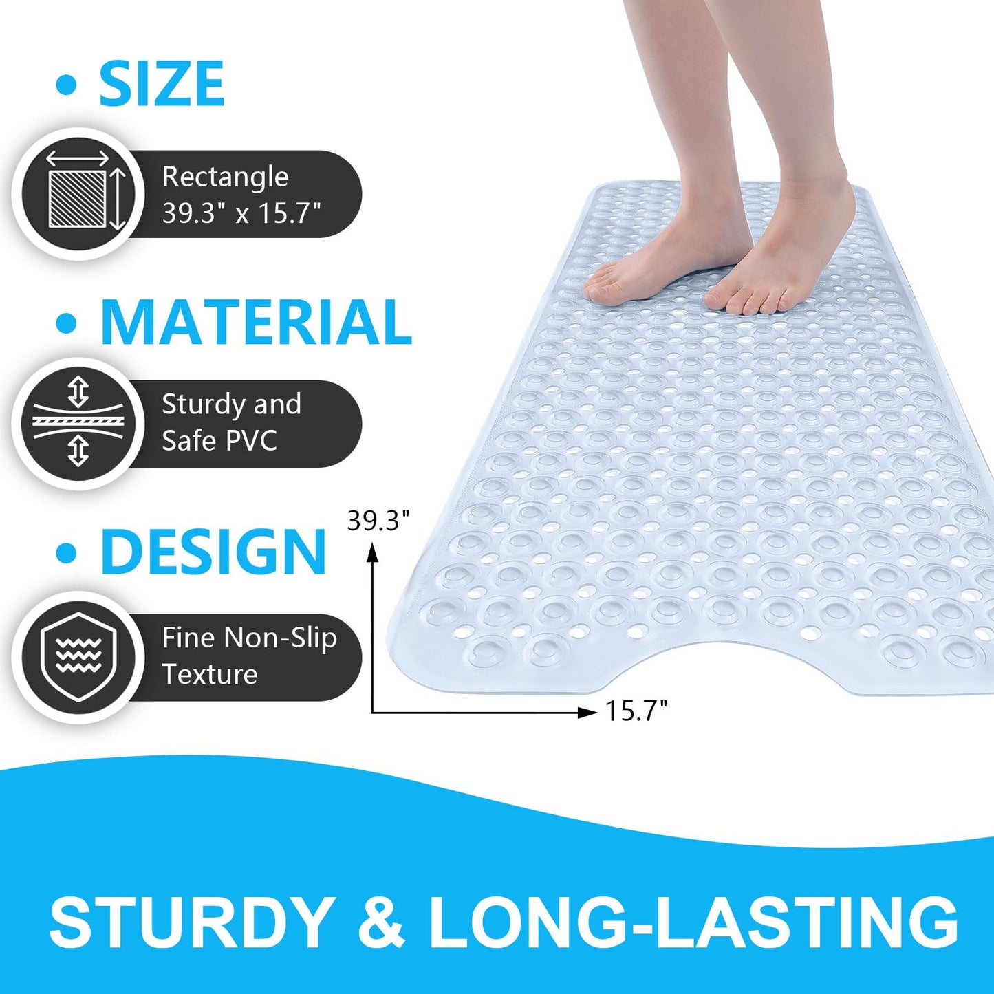 Buganda Bath Mat for Tub Non Slip