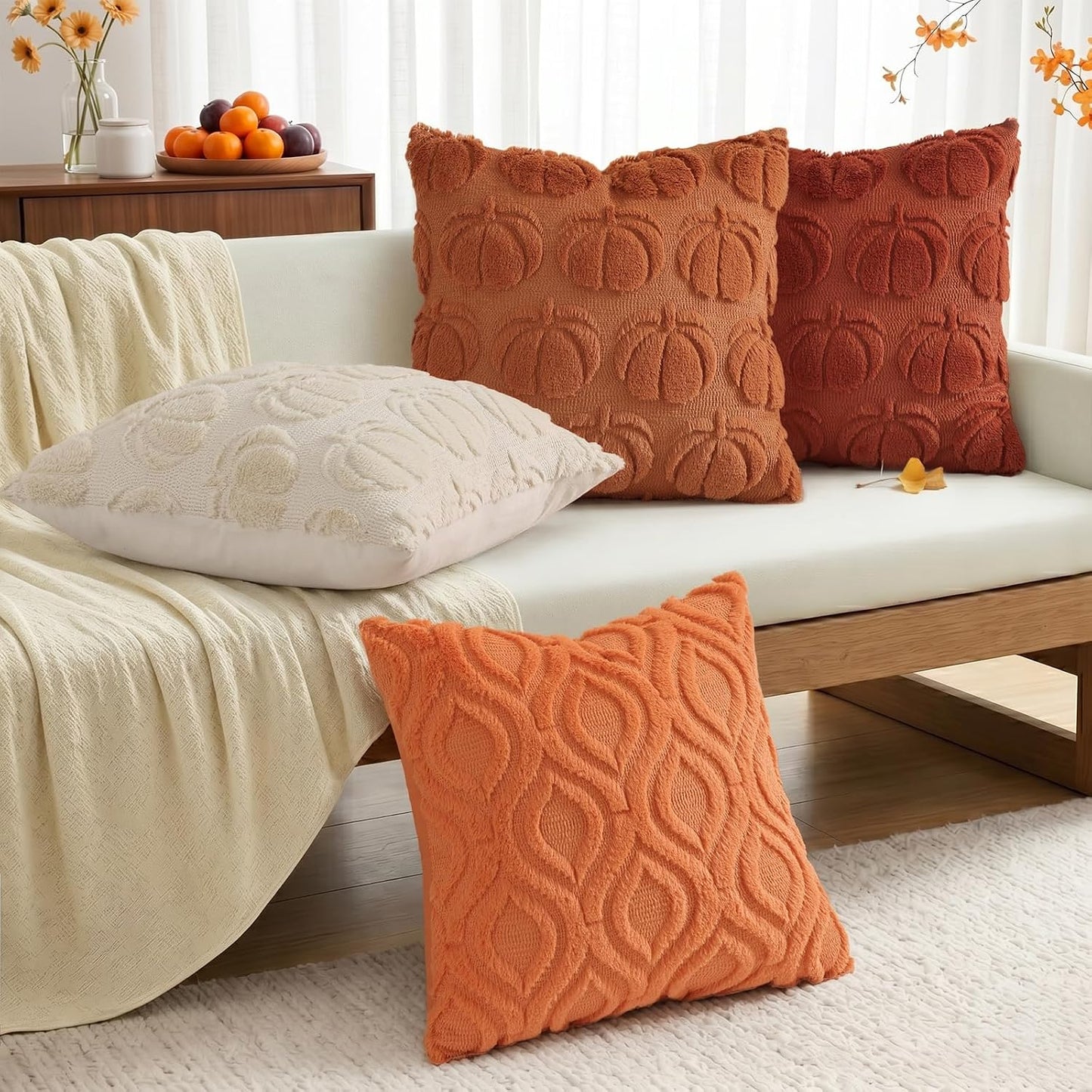 decorUhome Pumpkin Throw Pillow Covers 18x18 Pack of 2