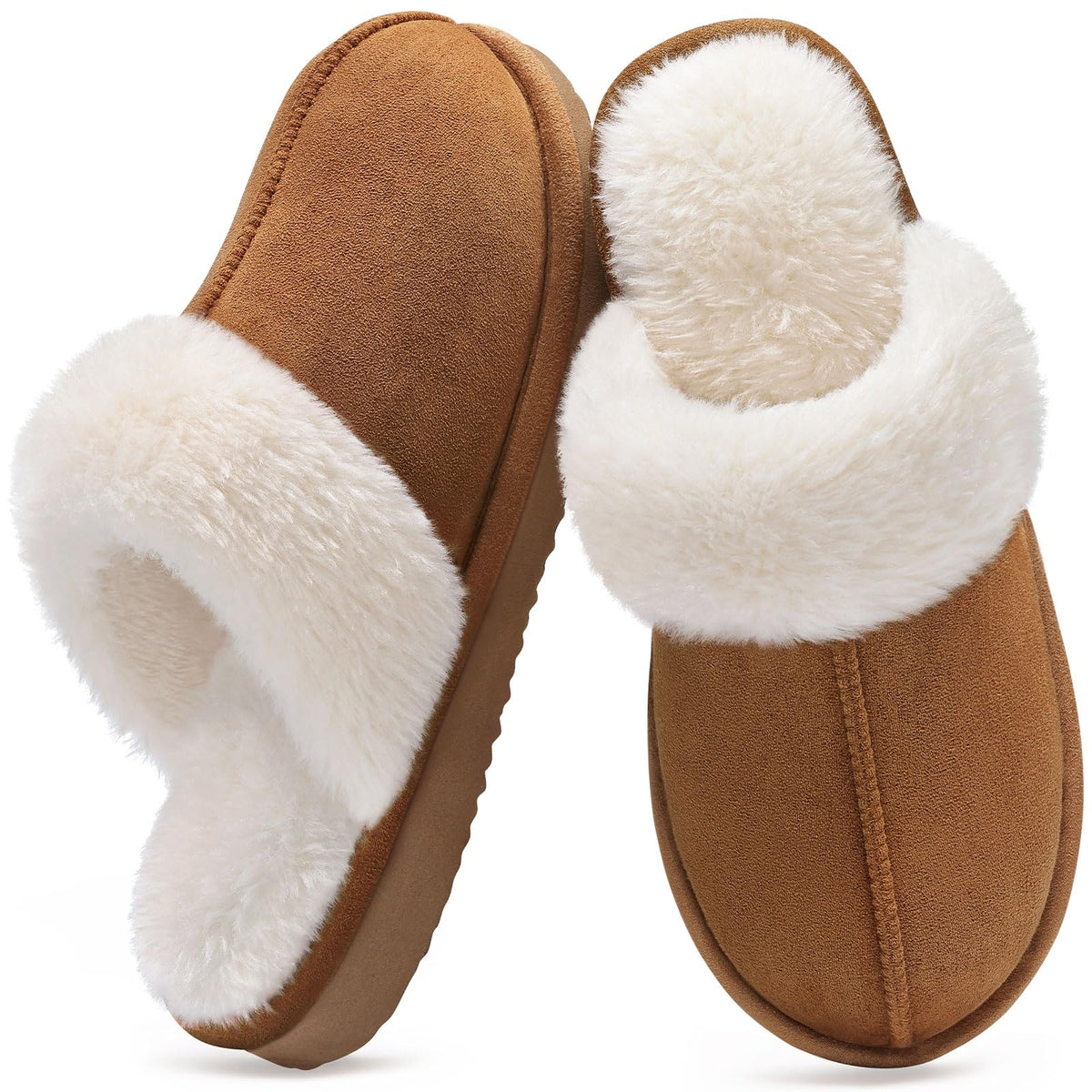 Smile Popcorn Women's Fuzzy Slippers Memory Foam House Slippers for Women Warm Winter House Shoes