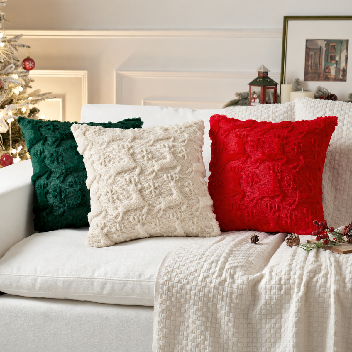 Smile Bee 18x18  Christmas Throw Pillow Covers Set of 2