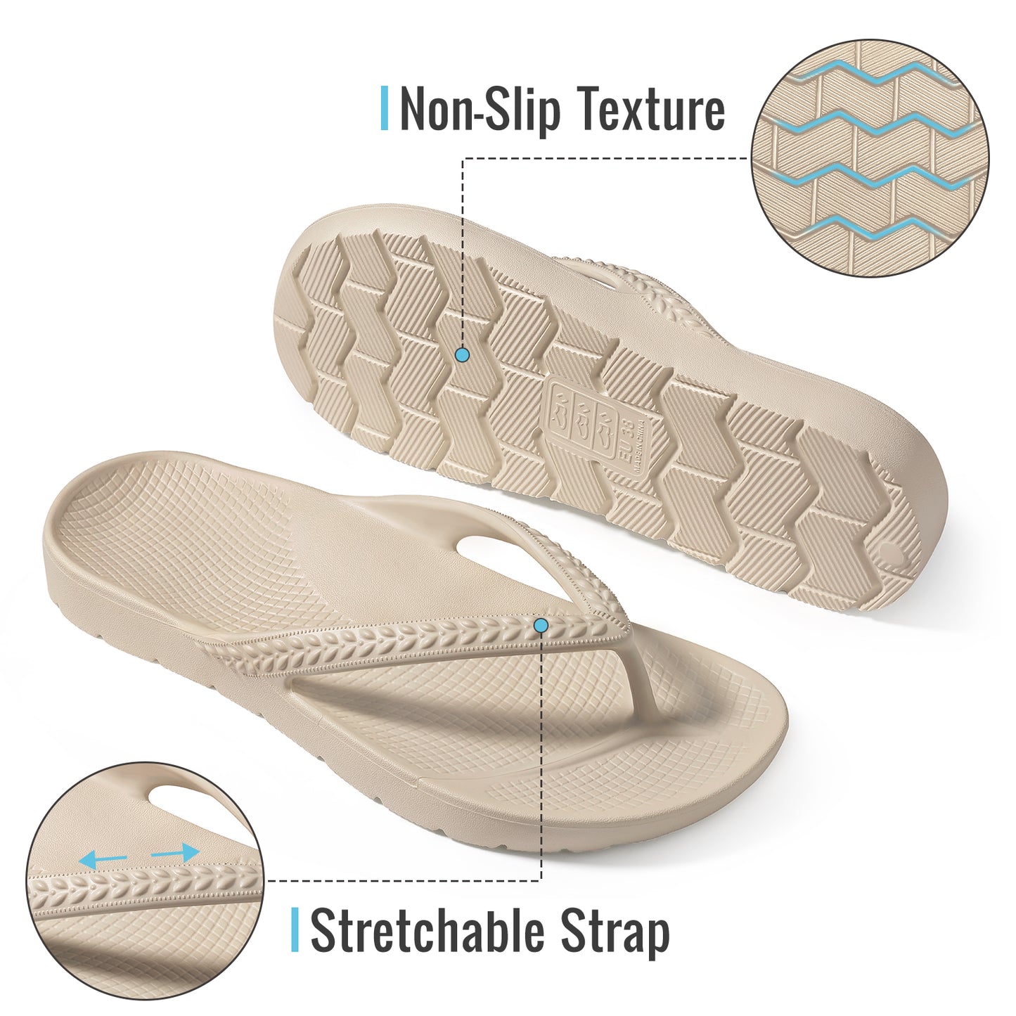 KIDMI Arch Support Flip Flops for Womens Comfortable Orthopedic Sandals for Plantar Fasciitis Beach Thong Slides