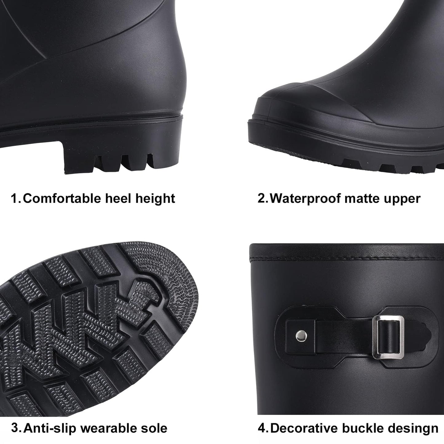 Litfun Mid Calf Rain Boots for Women Waterproof Garden Shoes