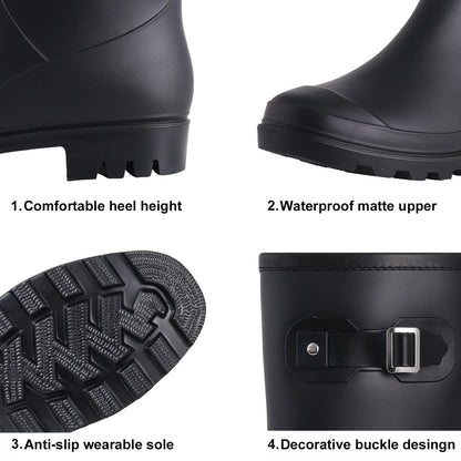 Litfun Mid Calf Rain Boots for Women Waterproof Garden Shoes