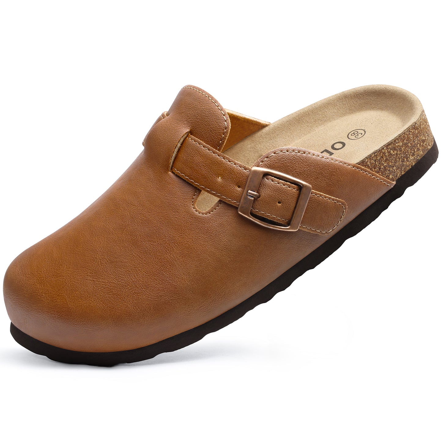 Comwarm Vegan Leather Clogs for Womens Mens, Cork Footbed Potato Slip On Shoes for Women with Arch Support