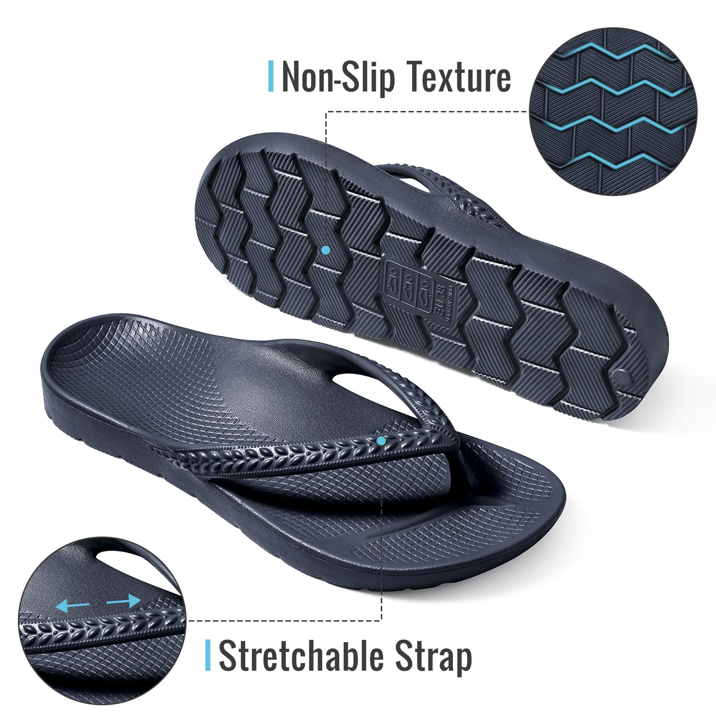 KIDMI Arch Support Flip Flops for Womens Comfortable Orthopedic Sandals for Plantar Fasciitis Beach Thong Slides