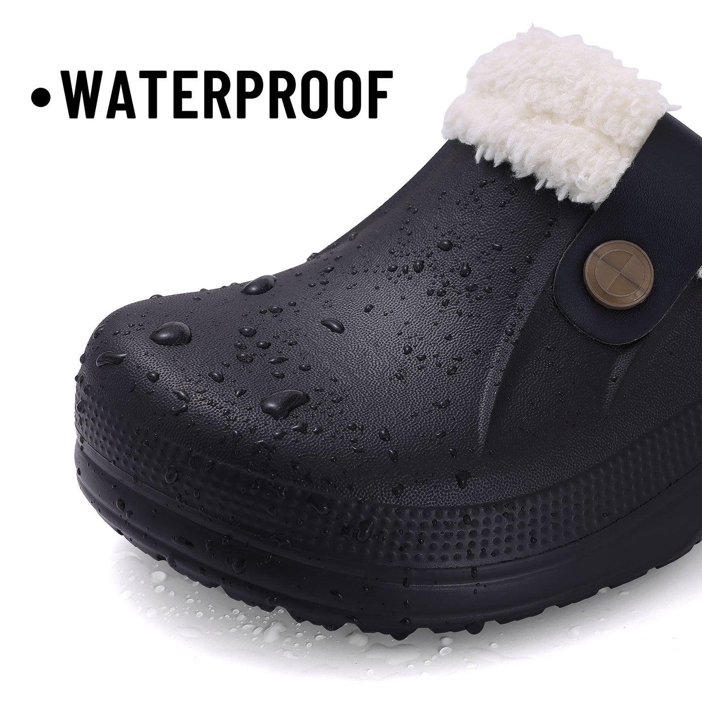 Crestar Classic Waterproof Fur Lined Clogs Shoes, Cozy Winter Fuzzy Slippers for Women Men Indoor Outdoor