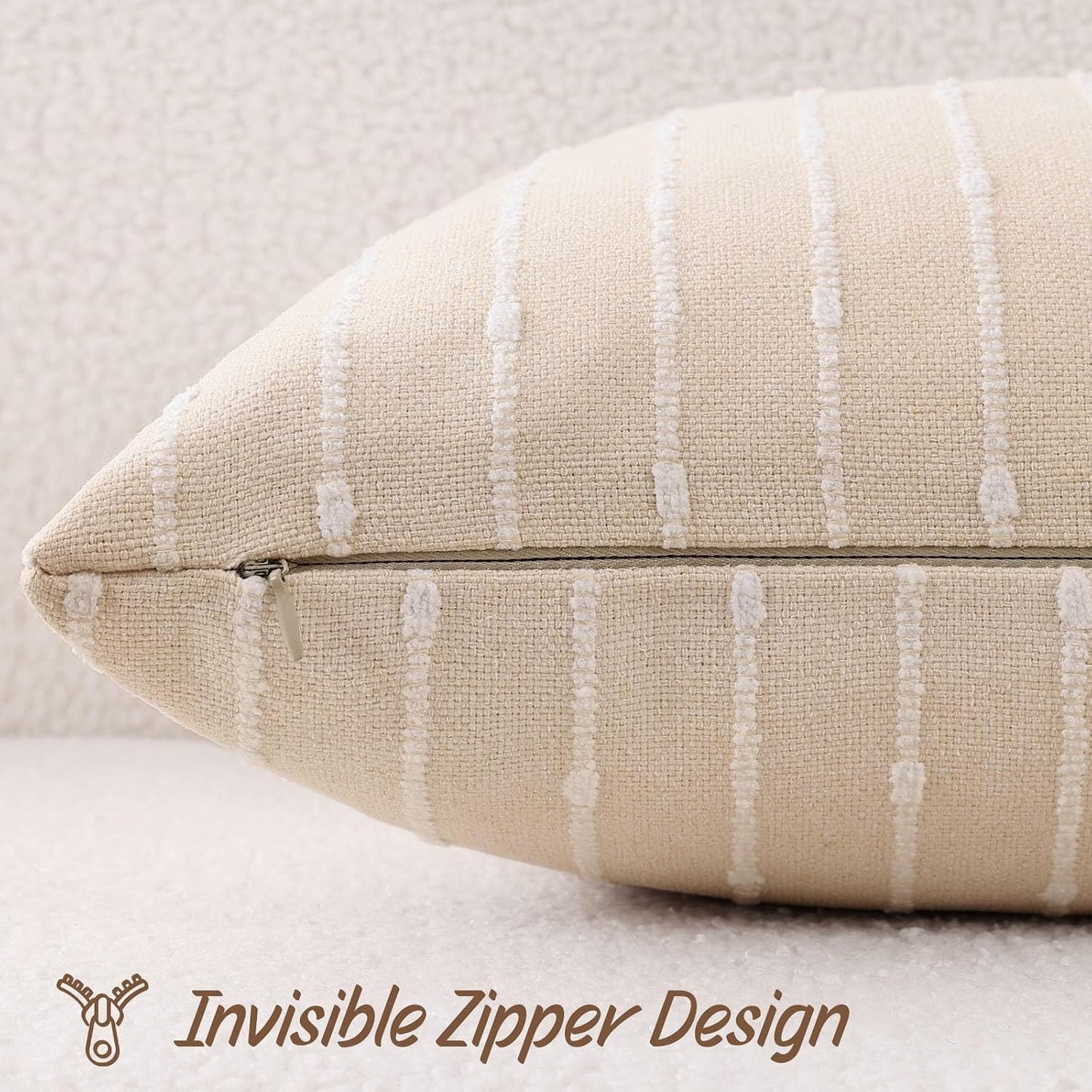 decorUhome Pack of 2 Decorative Jacquard Boucle Throw Pillow Covers