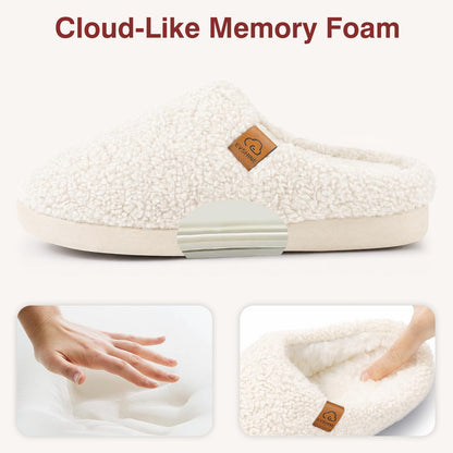 Evshine Memory Foam Fuzzy Slippers for Women Curly Fleece House Shoes Cozy Warm Indoor Slip on
