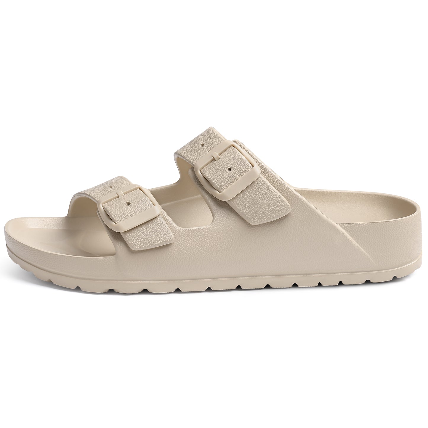 shevalues Women's Comfort Sandals with Medium Arch Support Double Buckle Adjustable EVA Slides for Summer Beach