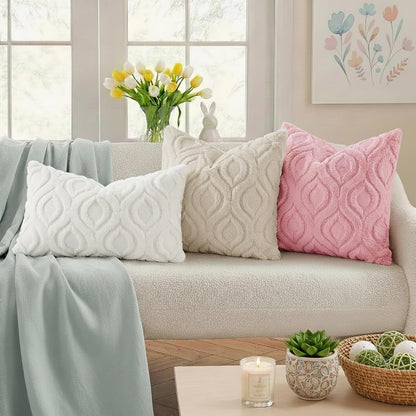 Smile Bee  Soft Plush Faux Wool Decorative Pillow Covers Set of 2