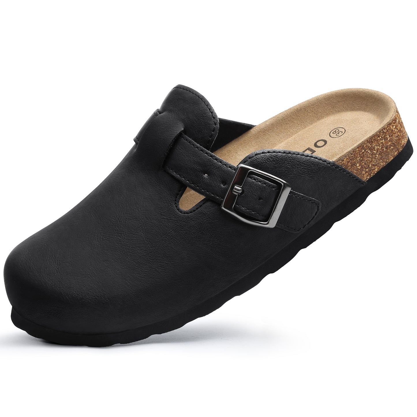 Comwarm Vegan Leather Clogs for Womens Mens, Cork Footbed Potato Slip On Shoes for Women with Arch Support