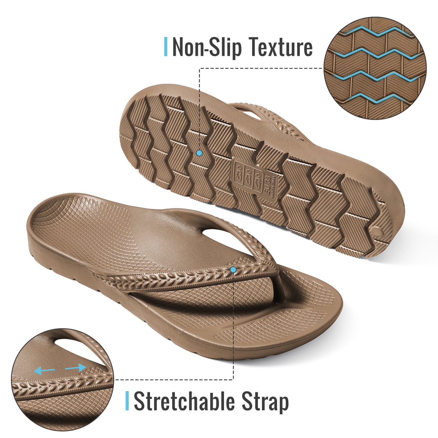 KIDMI Arch Support Flip Flops for Womens Comfortable Orthopedic Sandals for Plantar Fasciitis Beach Thong Slides