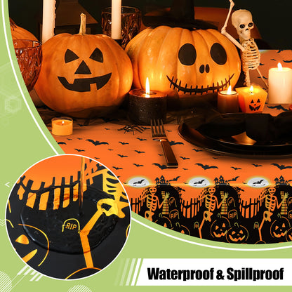 decorUhome Disposable Halloween Tablecloth - 6 Pack, Pumpkin Bat