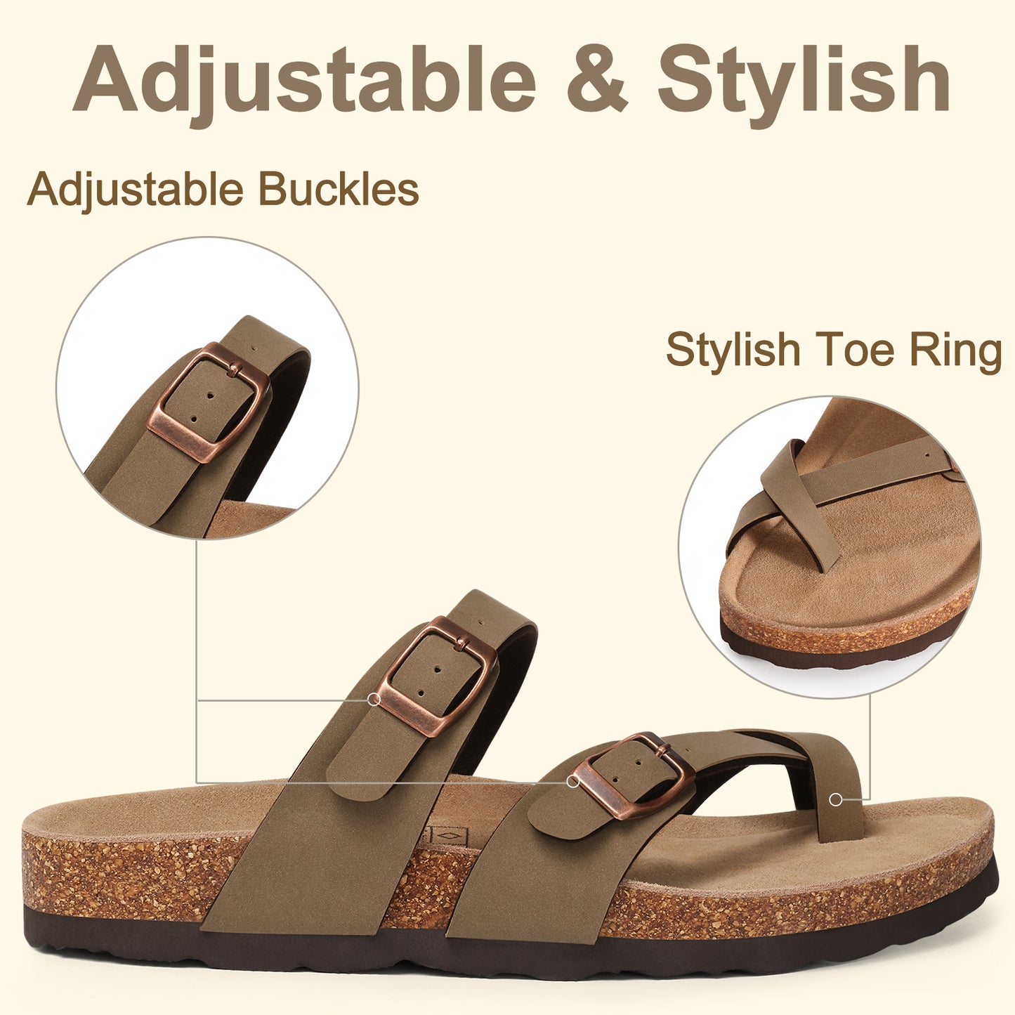 Crestar Women's Clogs Shoes, Genuine Suede Sandals for Women with Arch Support and Adjustable Slide