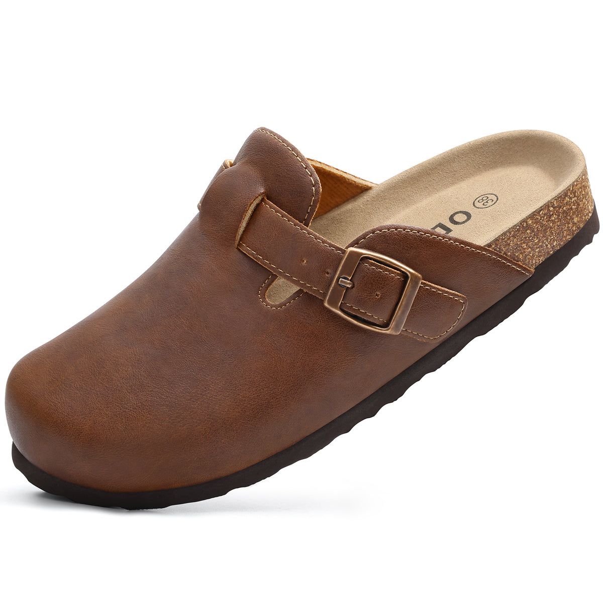 Comwarm Vegan Leather Clogs for Womens Mens, Cork Footbed Potato Slip On Shoes for Women with Arch Support