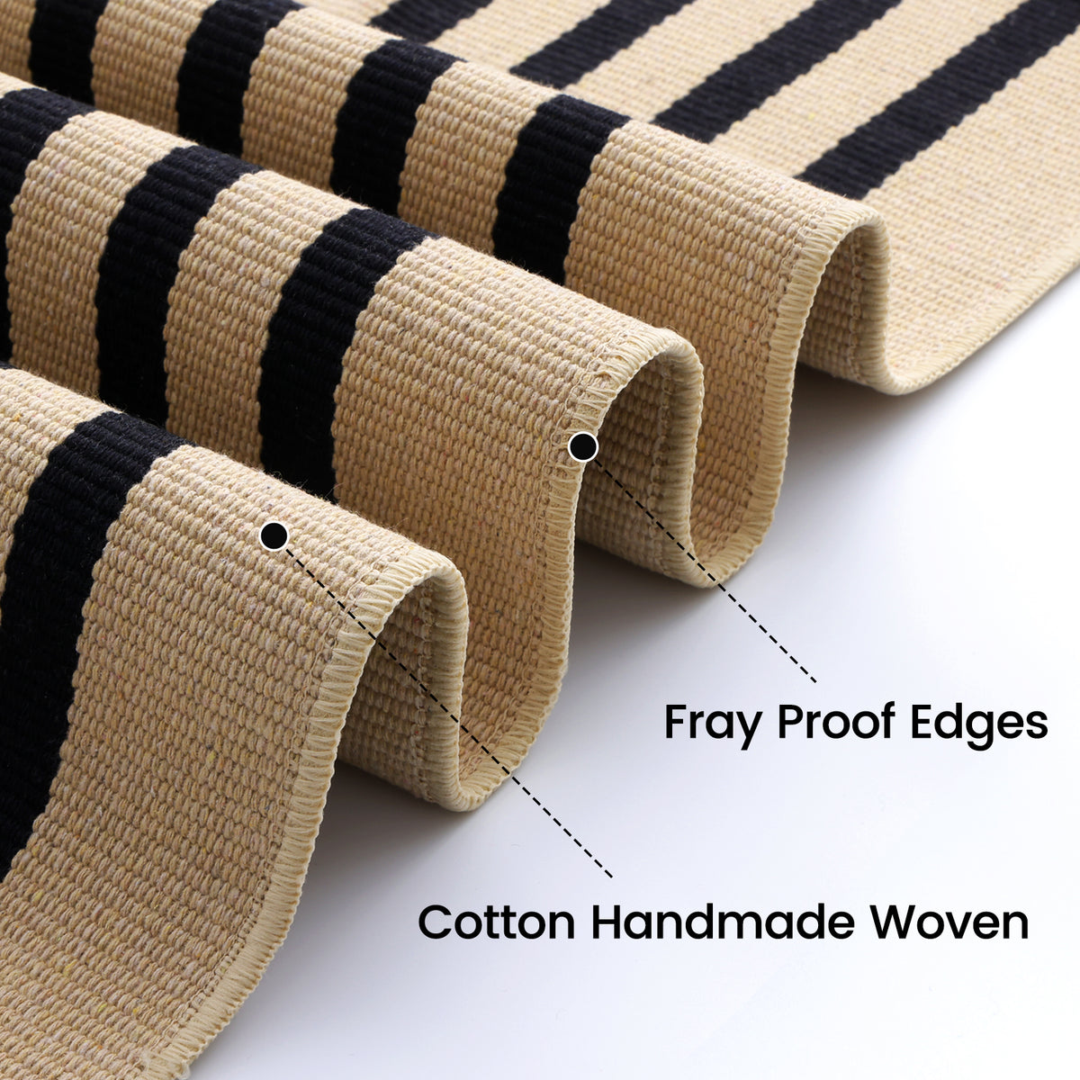 Buganda Beige and Black Striped Area Rug