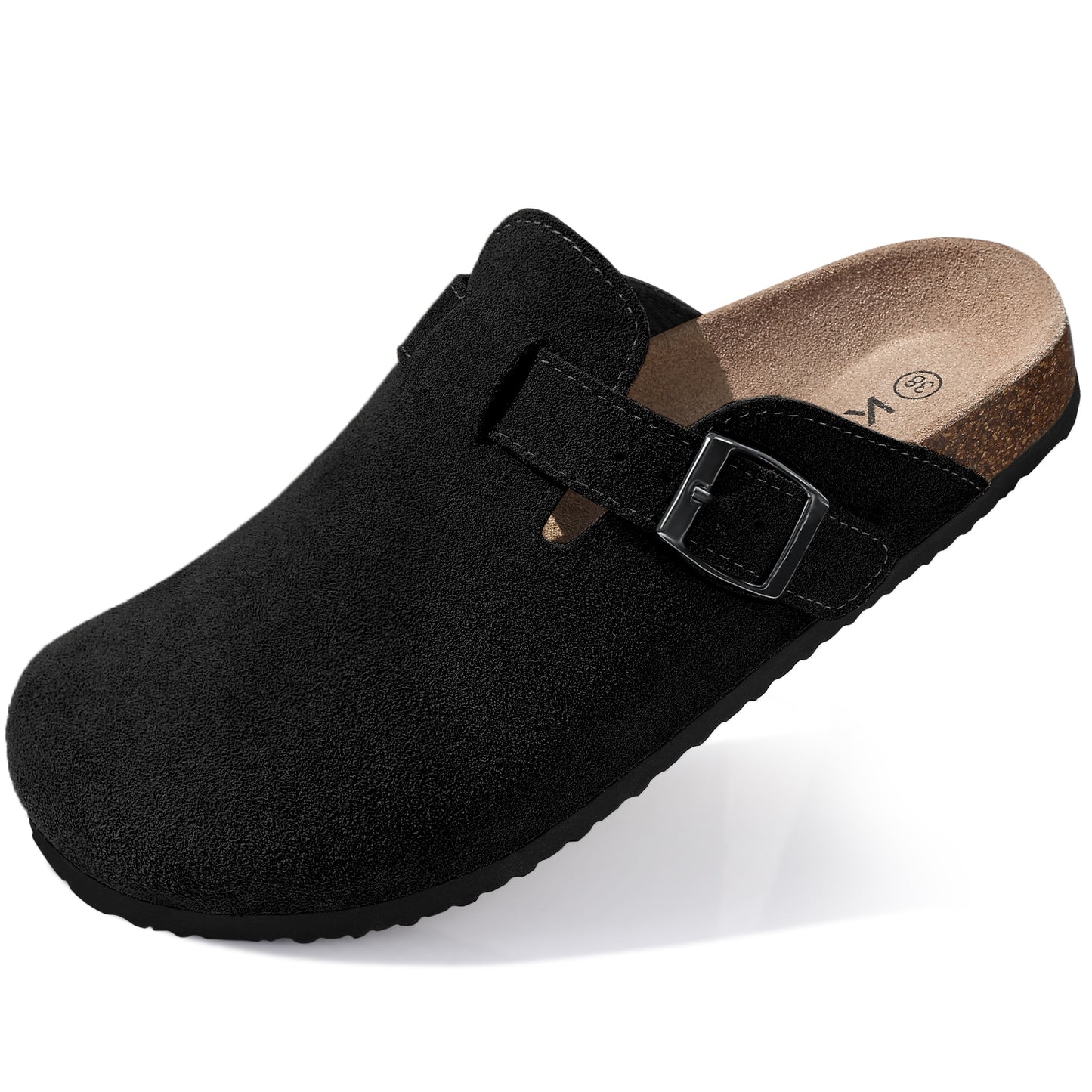 KIDMI Genuine Suede Clogs for Women Men Cork Footbed Sandals Leather Mules Potato Shoes with Arch Support