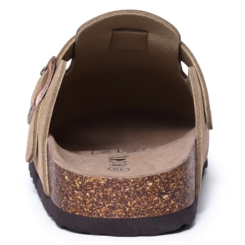 Smile Popcorn Suede Clogs for Women Men, Cork Footbed Sandals Leather Mules Arch Support Potato Shoes