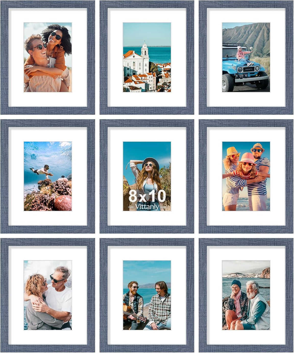 decorUhome 8x10 Black Picture Frame Set of 9