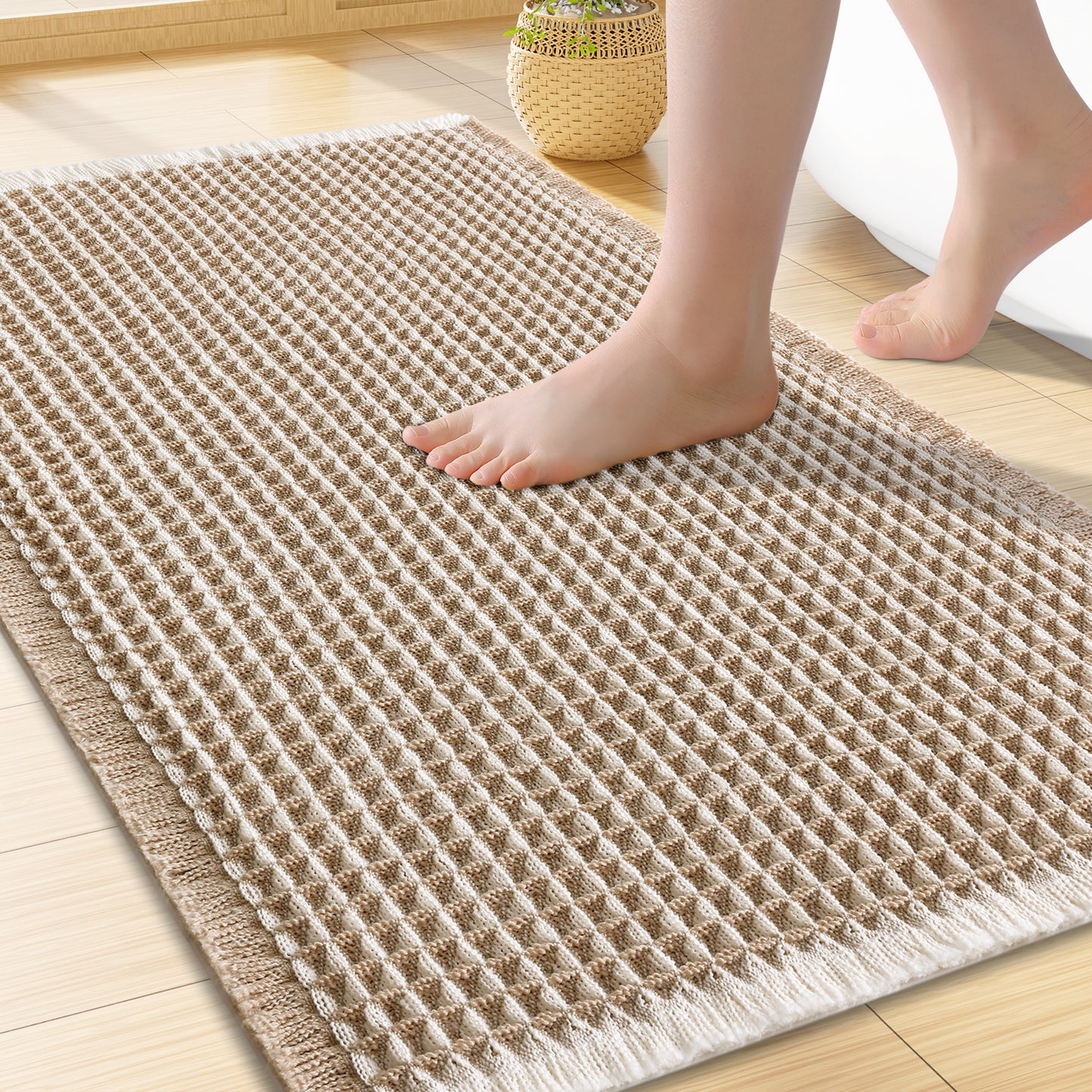 Smiry Waffle Bathroom Rugs