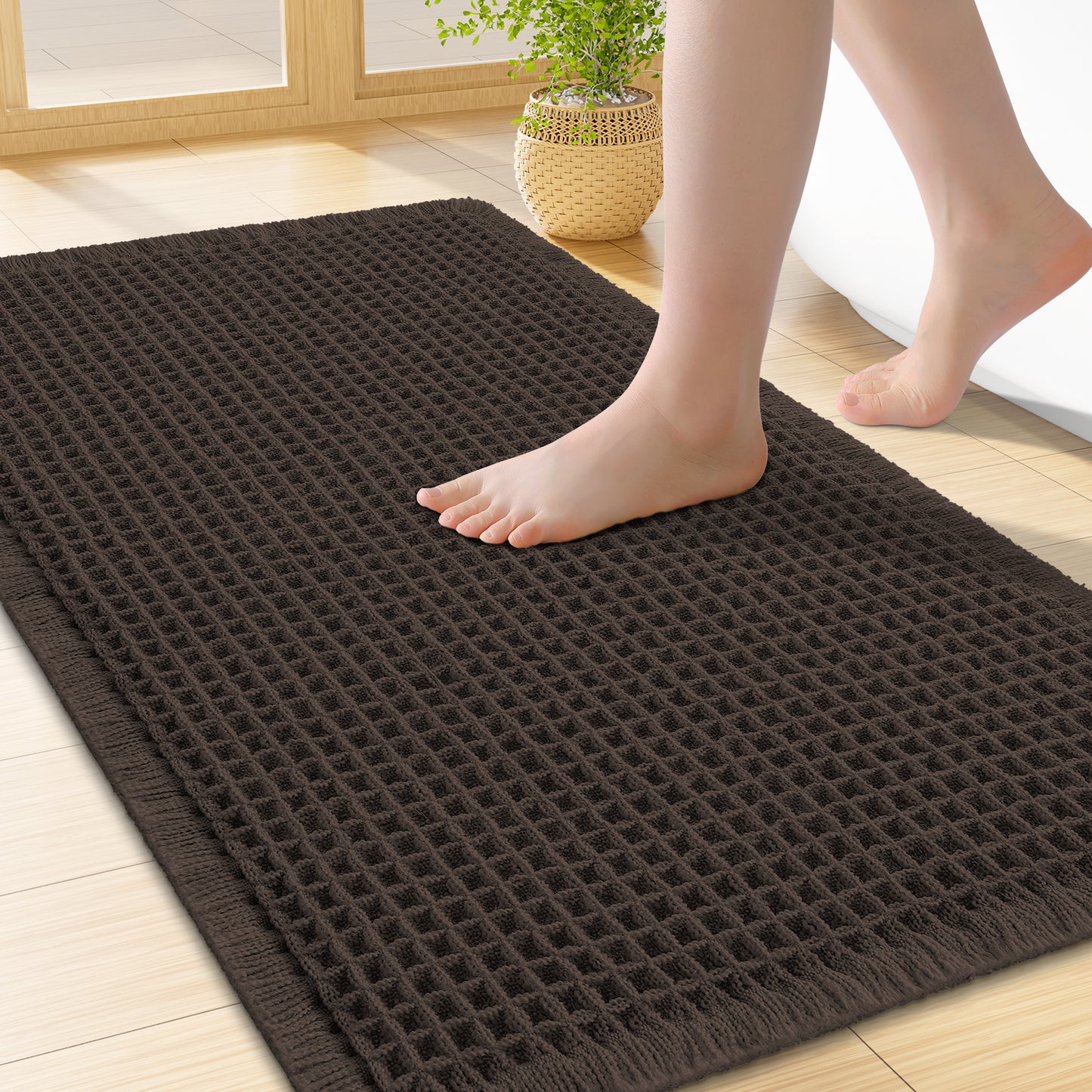 Smiry Waffle Bathroom Rugs