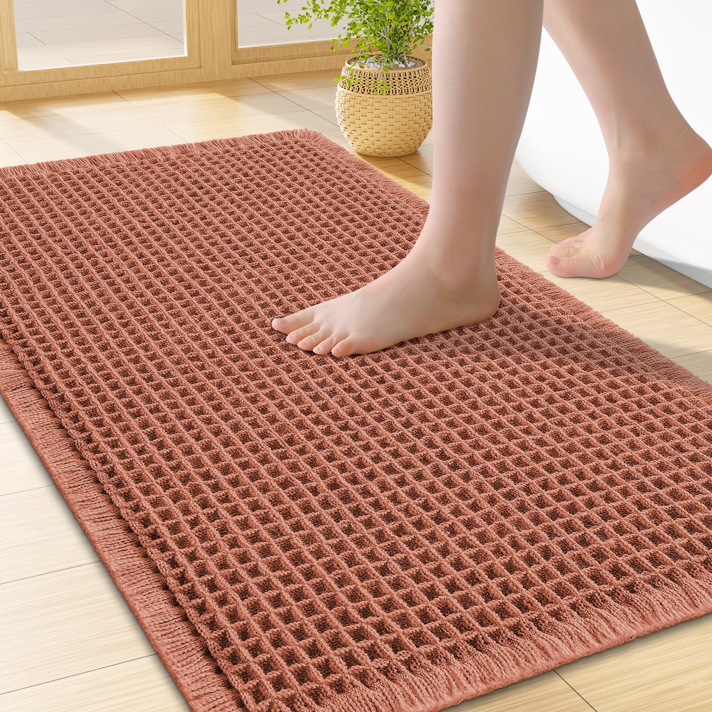 Smiry Waffle Bathroom Rugs