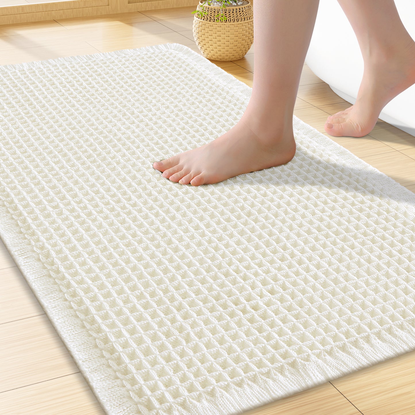 Smiry Waffle Bathroom Rugs