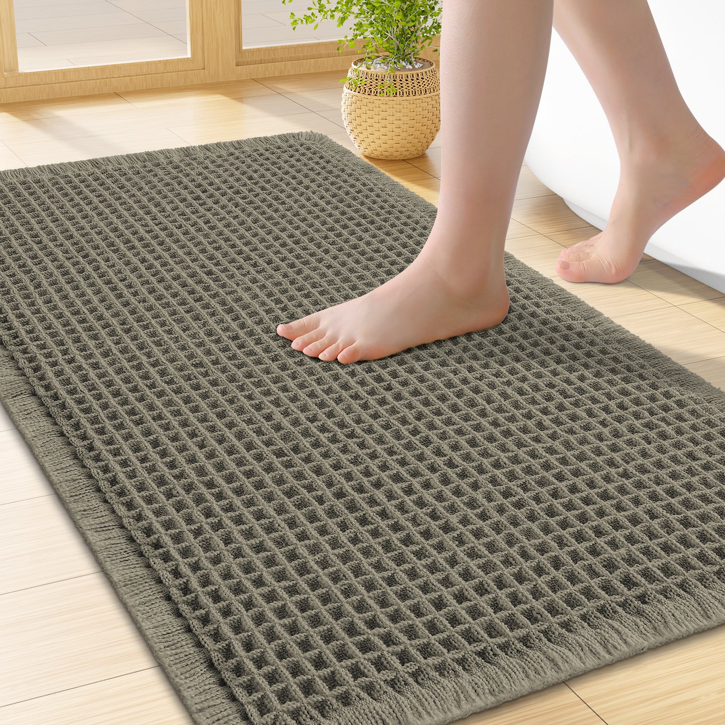 Smiry Waffle Bathroom Rugs